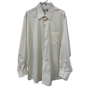 Geoffrey Beene Dress Shirt Size 18 Regular Fit Button Up Cream Wrinkle Free Work